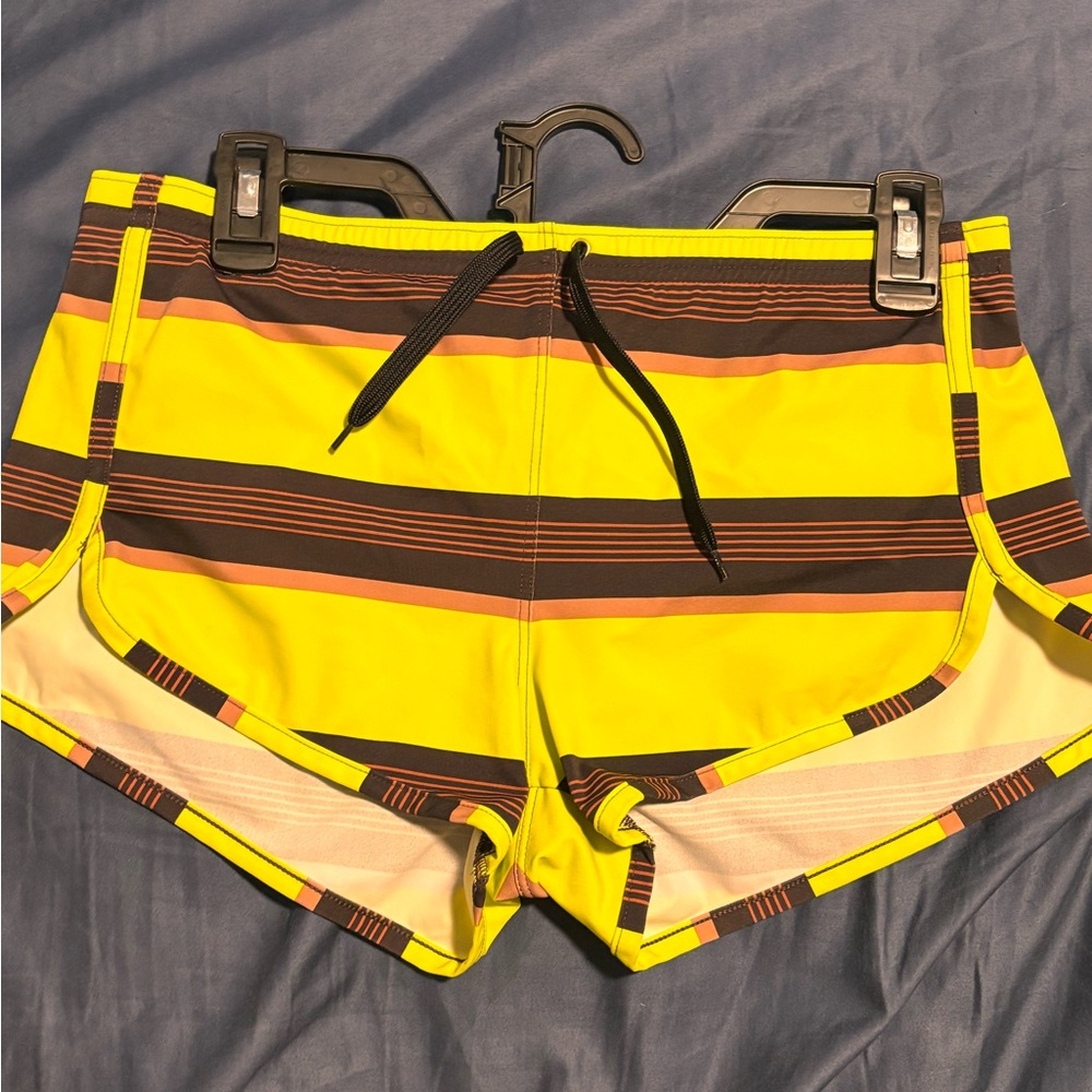 Charlie by Matthew Zink Striped Yellow and Brown swim trunks